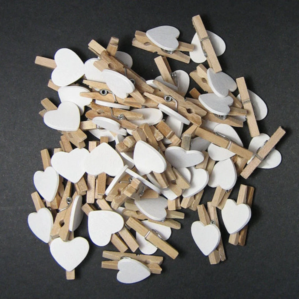 Hot 50Pcs Wooden Clips Love Heart Pegs Clothespin party Christmas DIY Cute Wedding Decor Craft ozdoby slubne navidad | Дом и сад