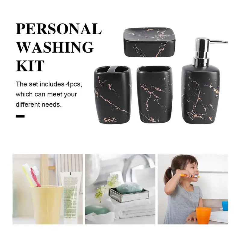 4pcs/Set Ceramic Lotion Bottle Soap Dish Toothbrush Rack Bathroom Sanitary Ware Products Bathroom Personal Washing Accessories
4pcs/Set Ceramic Lotion Bottle Soap Dish Toothbrush Rack Bathroom Sanitary Ware Products Bathroom Personal Washing Accessories
