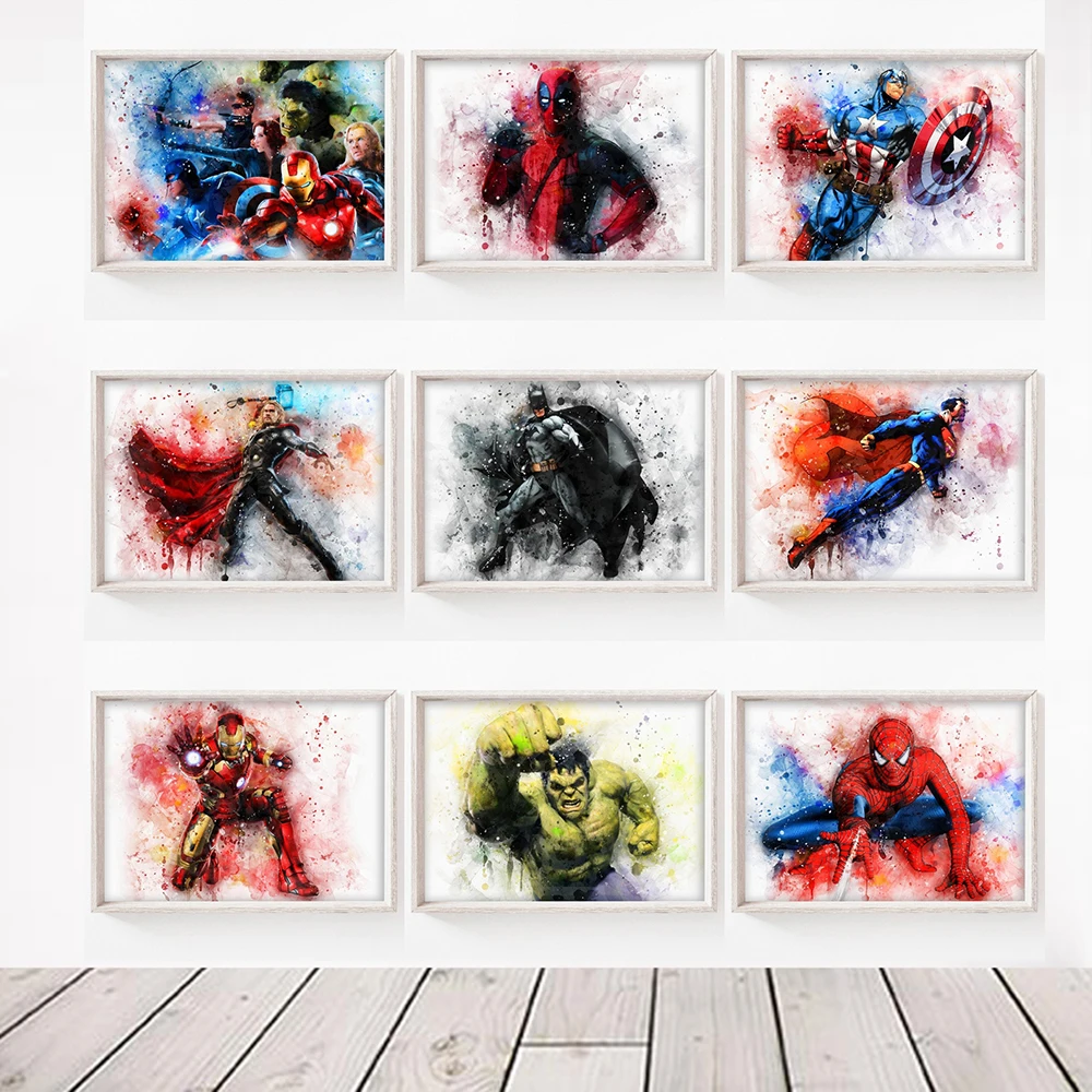 Nursery Room Wall Art Marvel Avengers Superheroes Watercolor Canvas Painting Captain America Poster Picture Room Home Decoration
Nursery Room Wall Art Marvel Avengers Superheroes Watercolor Canvas Painting Captain America Poster Picture Room Home Decoration