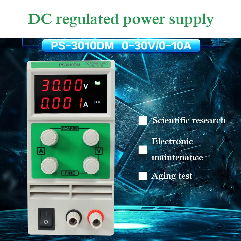 PS3010DM Регулируемый Высокоточный источник питания постоянного тока 0-30 в 0-10 А переменного тока 220 В
PS3010DM Регулируемый Высокоточный источник питания постоянного тока 0-30 в 0-10 А переменного тока 220 В