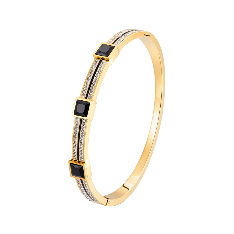 New Light Luxury Three Black Gems And Two Rows Of Crystal Pulseras Mujer For Woman Love Wedding Gift Bangle Jewelry Wholesale
New Light Luxury Three Black Gems And Two Rows Of Crystal Pulseras Mujer For Woman Love Wedding Gift Bangle Jewelry Wholesale