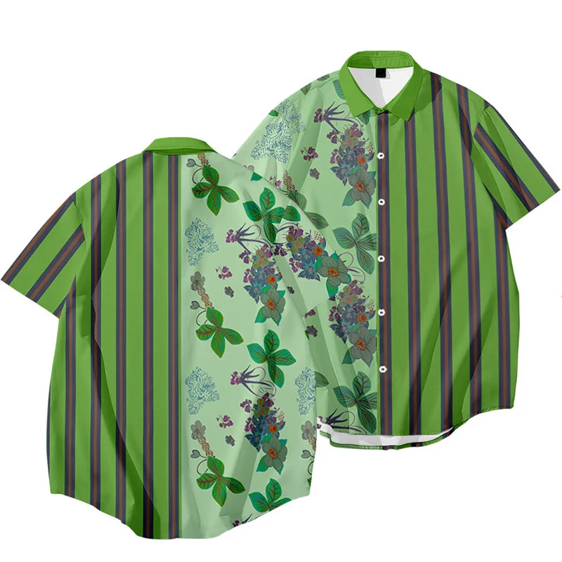 Summer Couple Striped Flower Printed Men Women Short Sleeve Hawaiian Streetwear Male Turn-Down Collar Beach Shirts Oversize 6XL
Summer Couple Striped Flower Printed Men Women Short Sleeve Hawaiian Streetwear Male Turn-Down Collar Beach Shirts Oversize 6XL