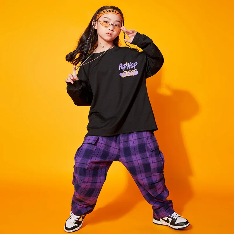 Child Hip Hop Clothing Loose Long Sleeve Sweatshirt Tops Purple Plaid Vest Casual Pants Girls Boys Jazz Dance Ballroom Clothes
Child Hip Hop Clothing Loose Long Sleeve Sweatshirt Tops Purple Plaid Vest Casual Pants Girls Boys Jazz Dance Ballroom Clothes