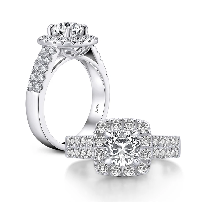 QYI 925 Sterling Silver Engagement Halo Ring Sets Round Cut 1 Carat Sona Jewelry Women Simulated Diamond Wedding Bands
QYI 925 Sterling Silver Engagement Halo Ring Sets Round Cut 1 Carat Sona Jewelry Women Simulated Diamond Wedding Bands