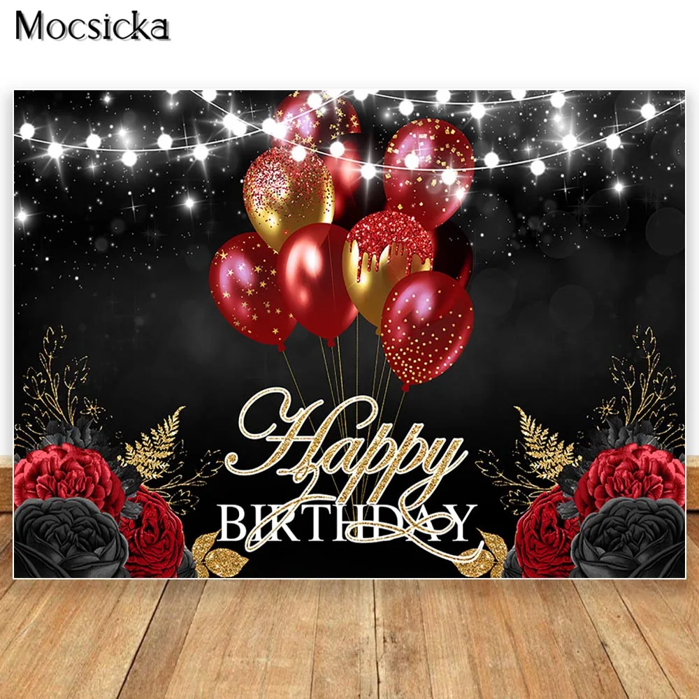 Glitter Red and Gold Balloons Flowers Backdrops for Happy Birthday Party Decor Banner Black Photography Backgrounds Photo Studio
Glitter Red and Gold Balloons Flowers Backdrops for Happy Birthday Party Decor Banner Black Photography Backgrounds Photo Studio
