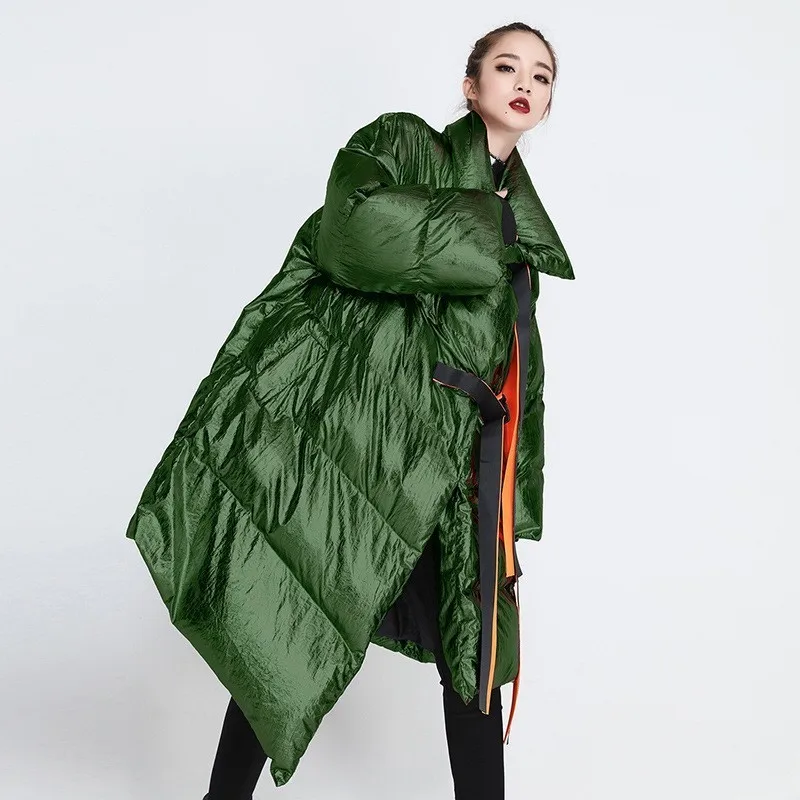 Winter Women's Down Jacket Long Sleeve Patchwork Ribbons Irregular Cotton Coats Female 2021 Autumn Plus Thick Warm
Winter Women's Down Jacket Long Sleeve Patchwork Ribbons Irregular Cotton Coats Female 2021 Autumn Plus Thick Warm