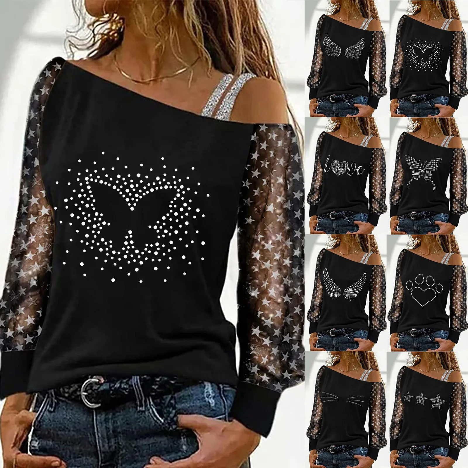 Fashion Women's Tops Butterfly Mesh Lantern Sleeve T-shirt Casual V Neck Tops Sexy Shirts Streetwear Women Clothing Pullover
Fashion Women's Tops Butterfly Mesh Lantern Sleeve T-shirt Casual V Neck Tops Sexy Shirts Streetwear Women Clothing Pullover