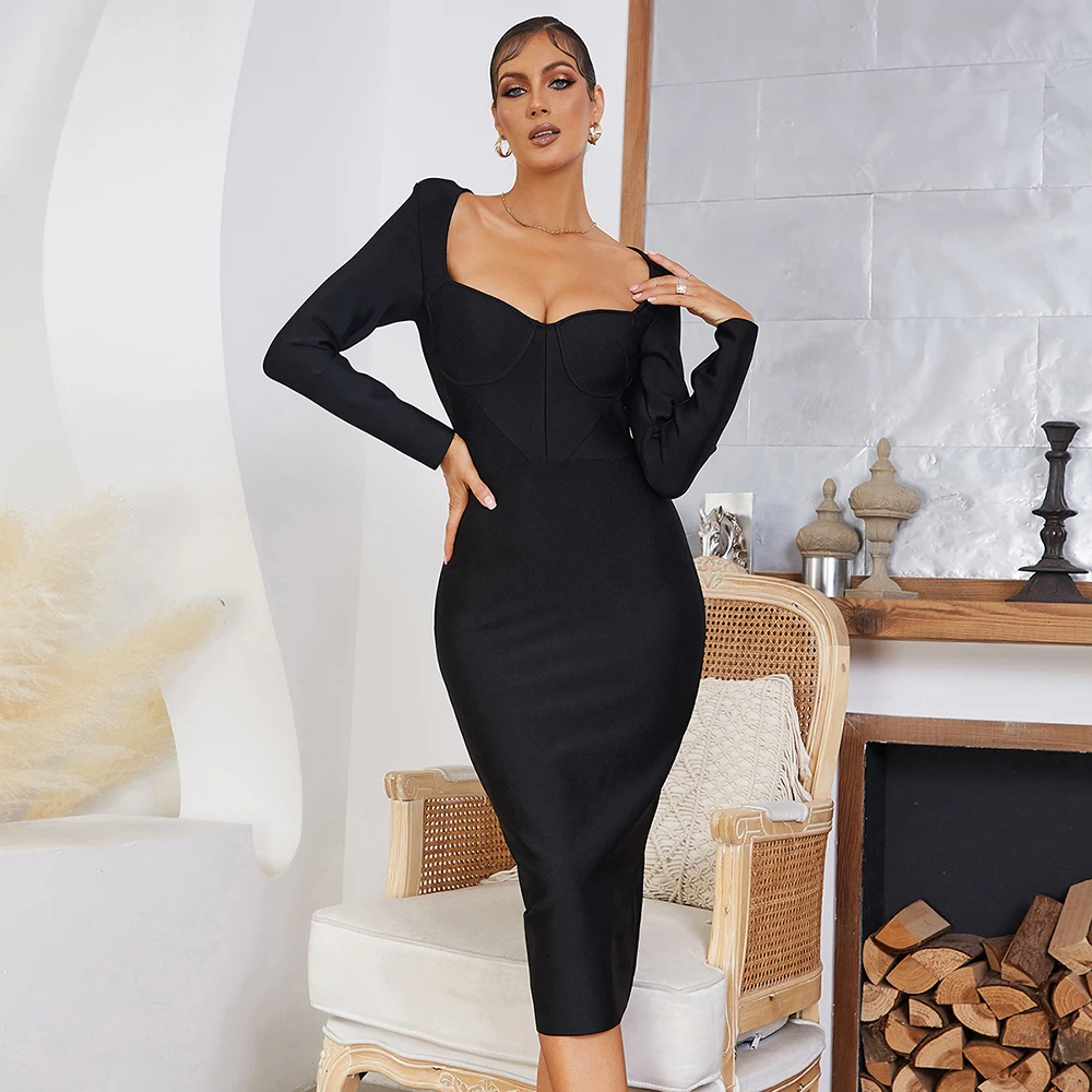 2022 New Elegant Bandages Dress Women Bodycon Long Sleeve Clothes Club Party Evening Black Dress
2022 New Elegant Bandages Dress Women Bodycon Long Sleeve Clothes Club Party Evening Black Dress