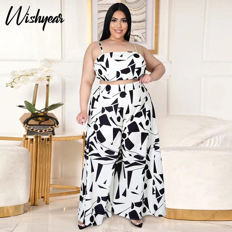 Wishyear Fashion Print Women Sleeveless Spaghetti Strap + Loose Pants Two Piece Sets Summer Casual Vest Outfits Plus Size XL-5XL
Wishyear Fashion Print Women Sleeveless Spaghetti Strap + Loose Pants Two Piece Sets Summer Casual Vest Outfits Plus Size XL-5XL