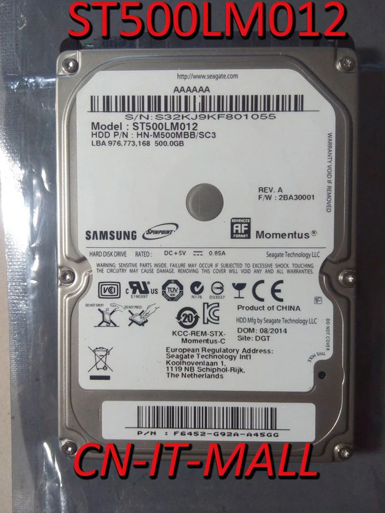 2.5" Samsung ST500LM012 500GB SATA 5400RPM 2.5" 8MB Laptop Hard Drive 
2.5" Samsung ST500LM012 500GB SATA 5400RPM 2.5" 8MB Laptop Hard Drive