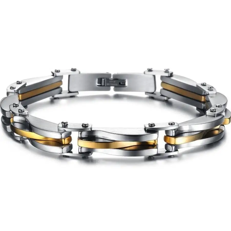 Two Tone Stainless Steel Men's Chain Link Bracelet Wristband Cuff Bangle 22cm High Quality Rock Man Pulseiras Gifts
Two Tone Stainless Steel Men's Chain Link Bracelet Wristband Cuff Bangle 22cm High Quality Rock Man Pulseiras Gifts
