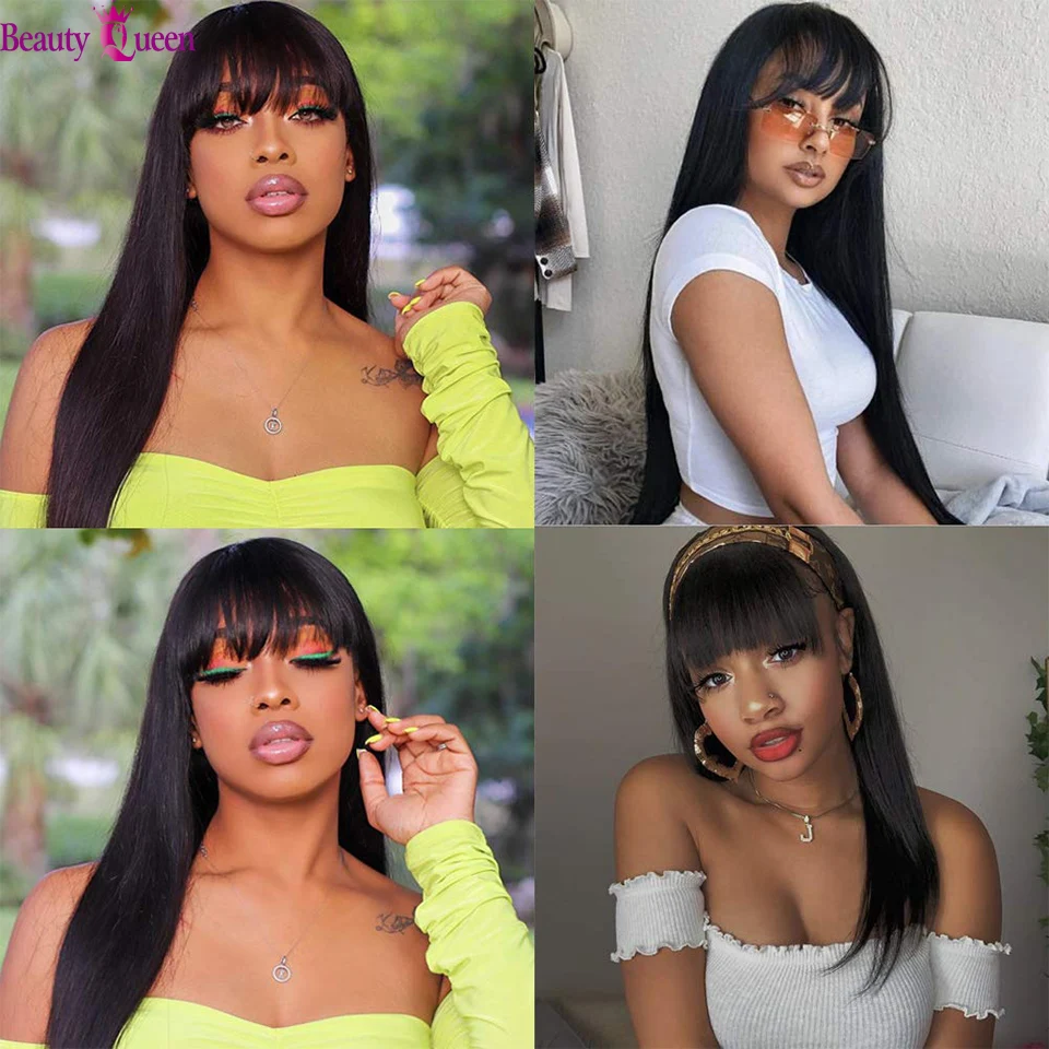 Human Hair Peruvian Straight Human Hair Wigs With Bangs Pre-Attached Machine Made Wig For Black Women 150% Remy Hair Wigs
Human Hair Peruvian Straight Human Hair Wigs With Bangs Pre-Attached Machine Made Wig For Black Women 150% Remy Hair Wigs