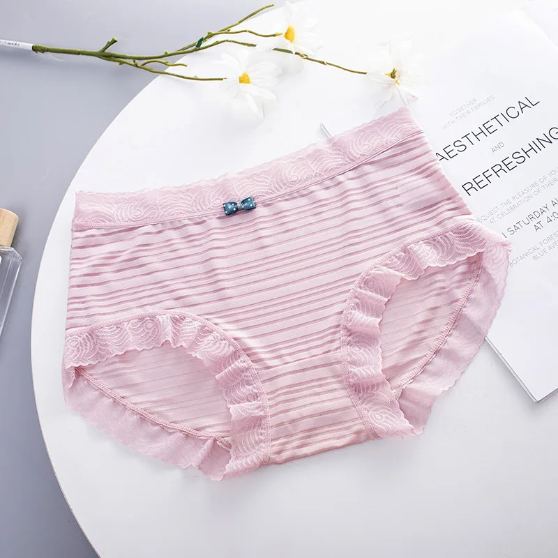 Women's Underwear Seamless Panties Ladies Ice Silk Thin Cotton Crotch Mid-waist Fashion Striped Underwear Underwear Women
Women's Underwear Seamless Panties Ladies Ice Silk Thin Cotton Crotch Mid-waist Fashion Striped Underwear Underwear Women