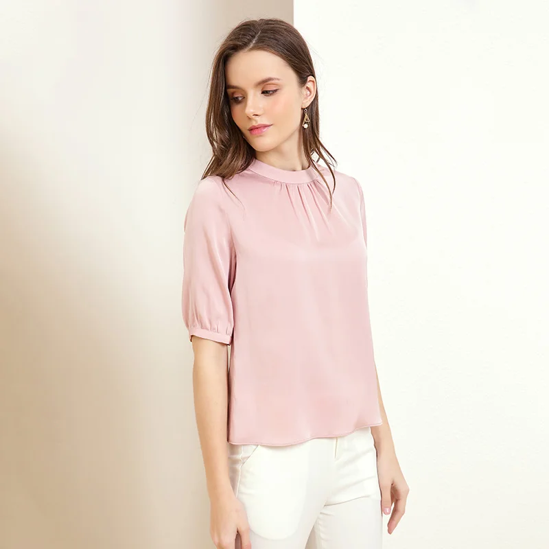 Jin Ju spring and summer new round neck temperament pure color silk T-shirt women Wild and thin casual and comfortable
Jin Ju spring and summer new round neck temperament pure color silk T-shirt women Wild and thin casual and comfortable