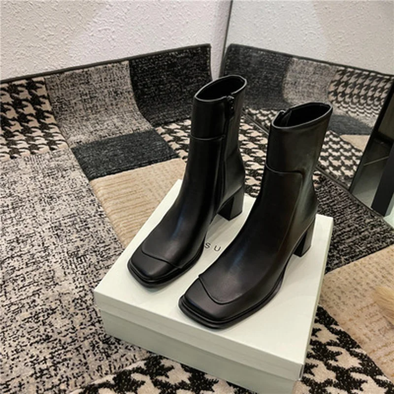 Elegant Women Ankle Boots White Block High Heels Bootties Fashion Square Toe Zipper Autumn Winter Party Shoes Female
Elegant Women Ankle Boots White Block High Heels Bootties Fashion Square Toe Zipper Autumn Winter Party Shoes Female