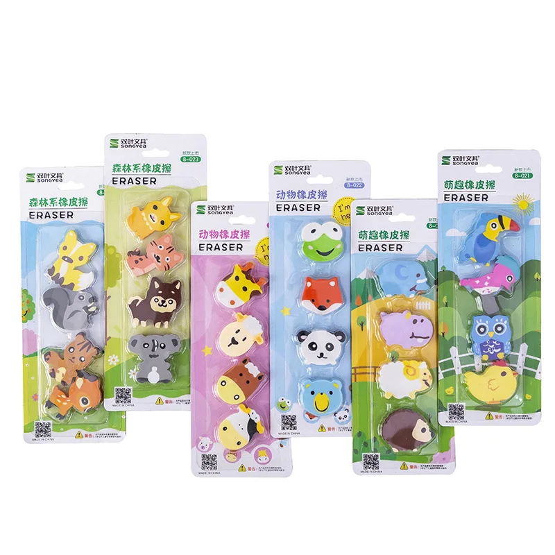4 pcs/pack Cartoon Animal Eraser Cute Rubber Erasers Promotional Gift Stationery office school supplies
4 pcs/pack Cartoon Animal Eraser Cute Rubber Erasers Promotional Gift Stationery office school supplies