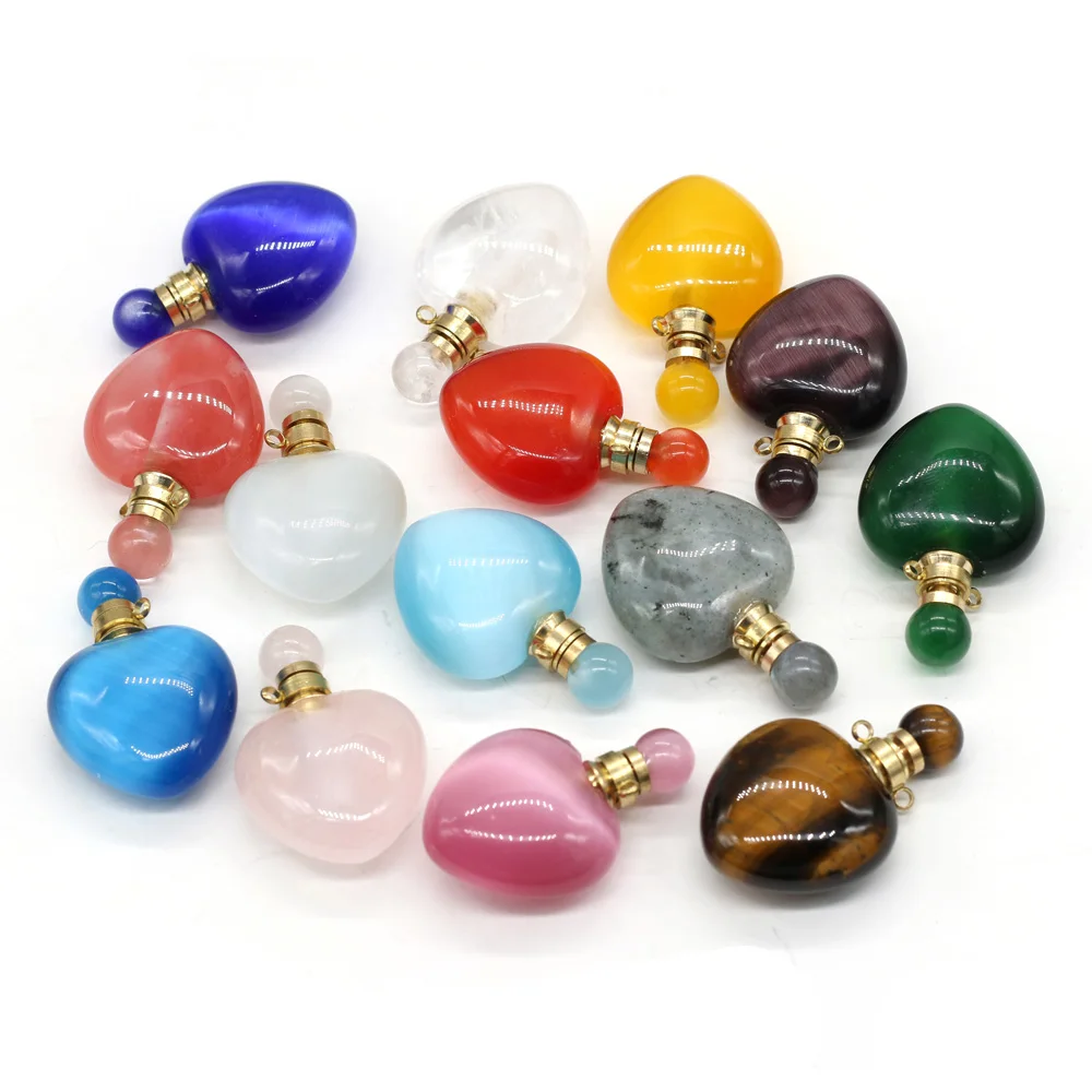 Natural Cat Eye's Stone Rouse Quartzs Oil Diffuser Perfume Bottle Pendants Oil Diffuser Pendant Heart Shape for Making Necklace
Natural Cat Eye's Stone Rouse Quartzs Oil Diffuser Perfume Bottle Pendants Oil Diffuser Pendant Heart Shape for Making Necklace