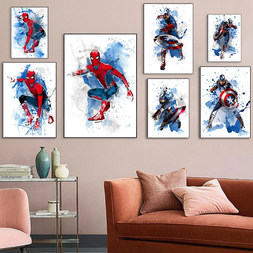 Watercolor Spiderman Captain America Canvas Painting Superhero Anime Poster HD Pictures Home Living Room Decoration Prints Poste
Watercolor Spiderman Captain America Canvas Painting Superhero Anime Poster HD Pictures Home Living Room Decoration Prints Poste