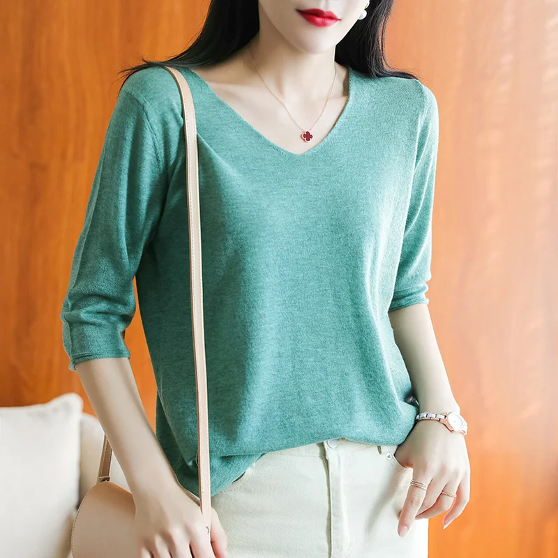 Pullover women's 2021 spring autumn new cashmere sweater five-point sleeve casual pure color 100% wool knitting ladies top
Pullover women's 2021 spring autumn new cashmere sweater five-point sleeve casual pure color 100% wool knitting ladies top