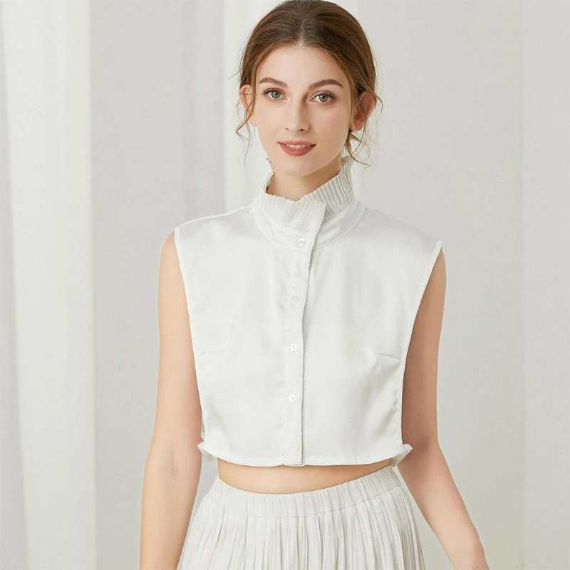 Women Simple Ruffles Stand-Up False Collar Detachable Blouse Vintage High Neck Button Down White Half Shirt Decorative Crop Top
Women Simple Ruffles Stand-Up False Collar Detachable Blouse Vintage High Neck Button Down White Half Shirt Decorative Crop Top