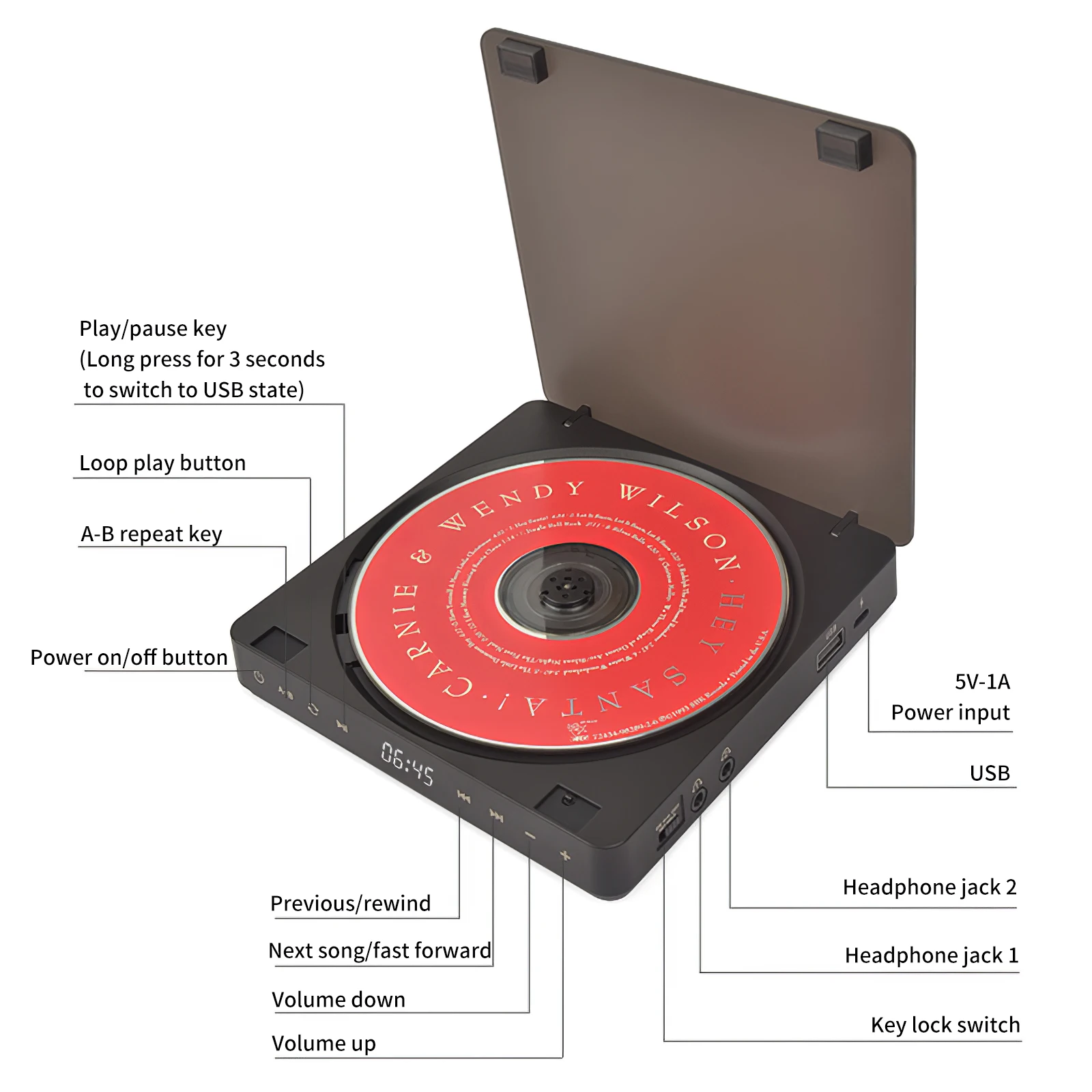 Portable CD Player Walkman With Dual 3.5mm Stereo Audio Jacks Students Learning Machine Retro Disc Album Player
Portable CD Player Walkman With Dual 3.5mm Stereo Audio Jacks Students Learning Machine Retro Disc Album Player