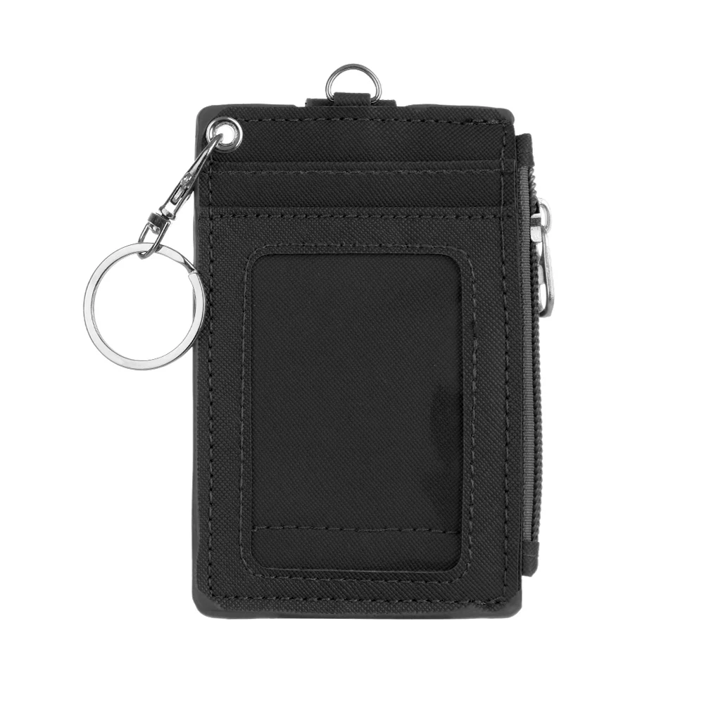 New PU Leather Business ID Card Holder Credit Badge Bus Cards Cover Coin Purse Wallet With Keychain Keyring holder | Багаж и сумки
