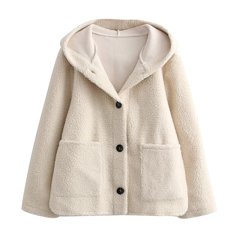 Autumn Za New Women's White Fleece Hooded Single-Breasted Pockets Long-Sleeved Warm Loose Jacket Sweet Girly Style
Autumn Za New Women's White Fleece Hooded Single-Breasted Pockets Long-Sleeved Warm Loose Jacket Sweet Girly Style