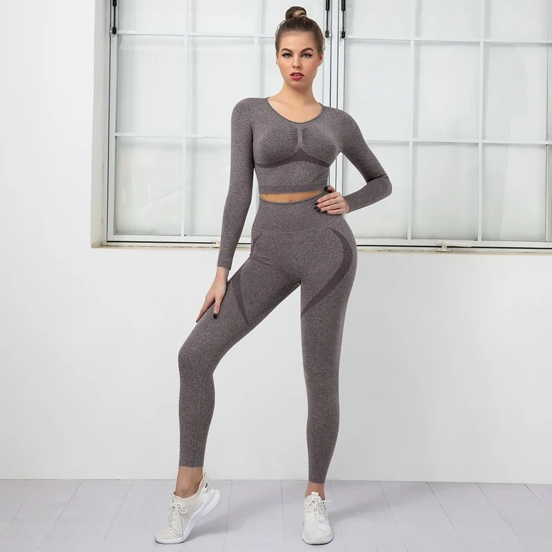 Seamless Women Yoga Clothes Suit Sports Long-sleeved Top Running Pants High Waist Workout Leggings Fitness Outfits Clothes Women
Seamless Women Yoga Clothes Suit Sports Long-sleeved Top Running Pants High Waist Workout Leggings Fitness Outfits Clothes Women