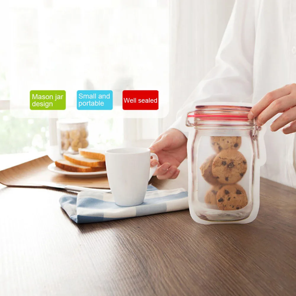 5/10pcs Reusable Mason Jar Bottles Bags Nuts Candy Cookies Bag Fresh Food Storage Bag Snacks Zipper Sealed Kitchen Organizer
5/10pcs Reusable Mason Jar Bottles Bags Nuts Candy Cookies Bag Fresh Food Storage Bag Snacks Zipper Sealed Kitchen Organizer