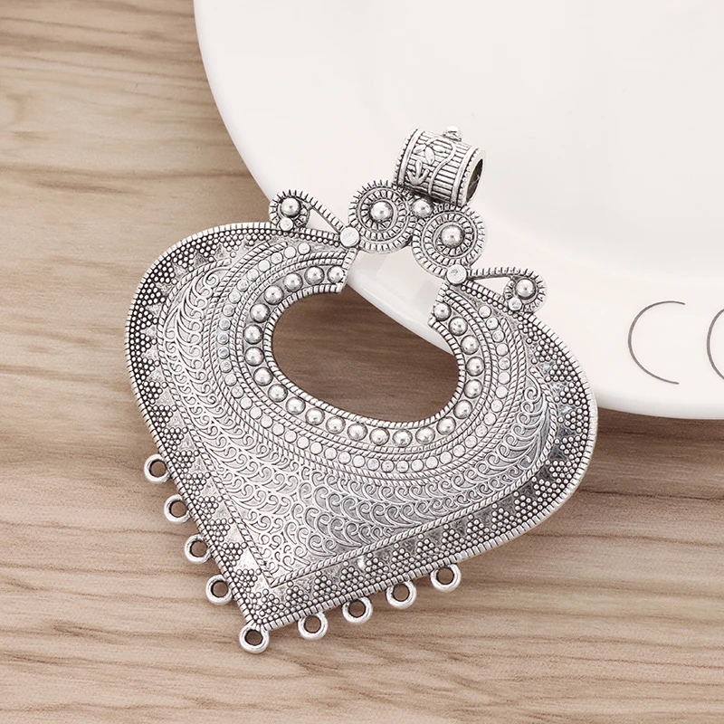 2 Pieces Tibetan Silver Large Ethnic Tribal Heart Connector Charms Pendants for DIY Necklace Jewelry Making Findings 85x74mm
2 Pieces Tibetan Silver Large Ethnic Tribal Heart Connector Charms Pendants for DIY Necklace Jewelry Making Findings 85x74mm