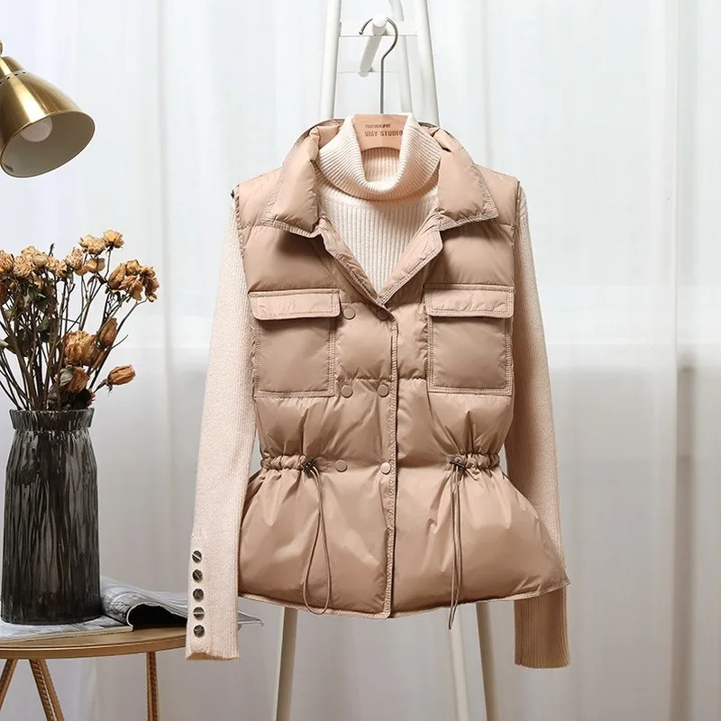 2020 winter new style down vest women short Korean style stand-up collar waist single-breasted lightweight down jacket vest
2020 winter new style down vest women short Korean style stand-up collar waist single-breasted lightweight down jacket vest