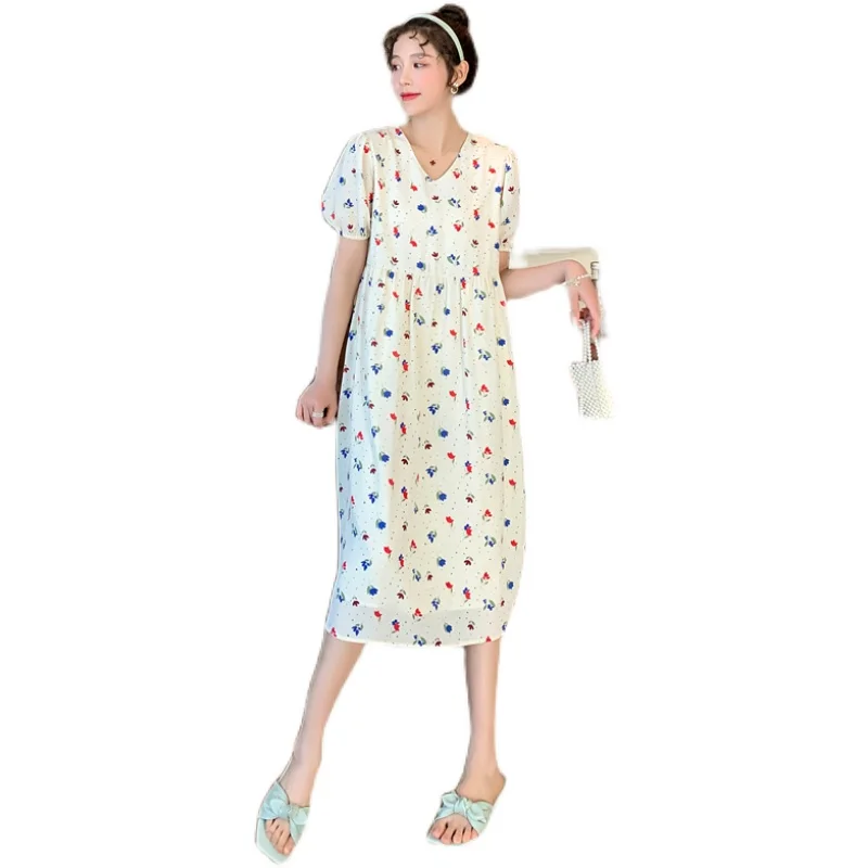 8319# 2021 Summer Korean Fashion Floral Print Chiffon Maternity Long Dress V Neck Slim Waist A Line Clothes for Pregnant Women
8319# 2021 Summer Korean Fashion Floral Print Chiffon Maternity Long Dress V Neck Slim Waist A Line Clothes for Pregnant Women