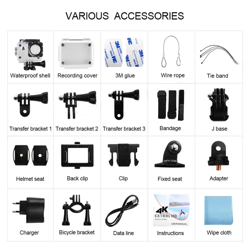 Wifi Action Camera Ultra HD 4K 25fps 12MP 2.0'' Screen Sport Camera Go Waterproof Pro Sports DV 170D Wide Angel Helmet Camera
Wifi Action Camera Ultra HD 4K 25fps 12MP 2.0'' Screen Sport Camera Go Waterproof Pro Sports DV 170D Wide Angel Helmet Camera