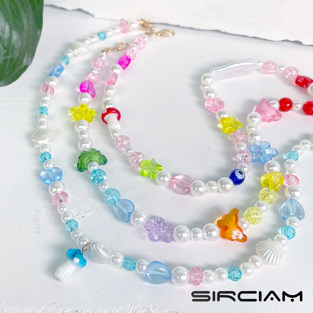 Summer Mushroom Candy Jelly Beaded Imitation Pearl Bead Necklace For Women Shell Flower Heart Choker Handmade INS Sweet Jewelry
Summer Mushroom Candy Jelly Beaded Imitation Pearl Bead Necklace For Women Shell Flower Heart Choker Handmade INS Sweet Jewelry