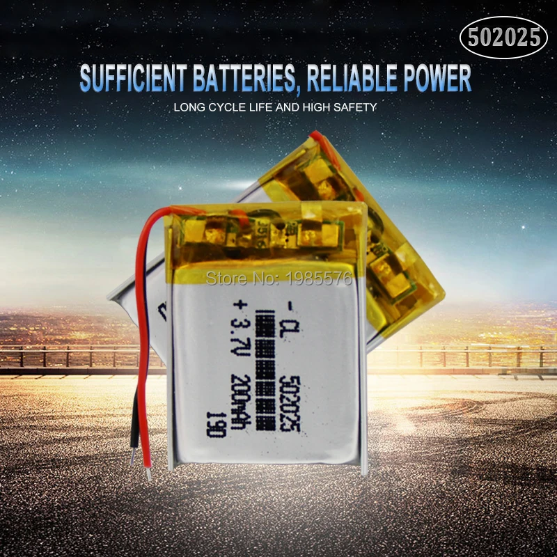 502025 3.7V 200mAh Lithium Polymer Li-Po li ion Rechargeable Battery For toys speaker Tachograph GPS Bluetooth Lipo cell
502025 3.7V 200mAh Lithium Polymer Li-Po li ion Rechargeable Battery For toys speaker Tachograph GPS Bluetooth Lipo cell