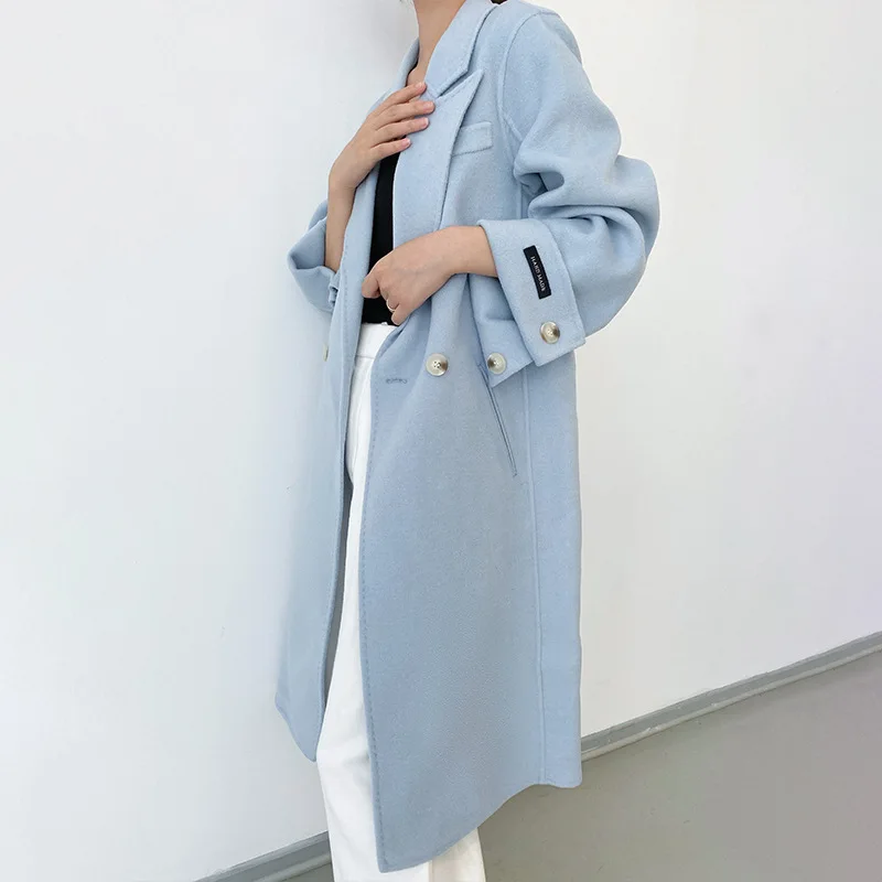 Mid-length Turn-down Collar Double-breasted Temperament Casual Real Wool Coat With Pocket Womens Elegant Fashion Solid Outerwear
Mid-length Turn-down Collar Double-breasted Temperament Casual Real Wool Coat With Pocket Womens Elegant Fashion Solid Outerwear