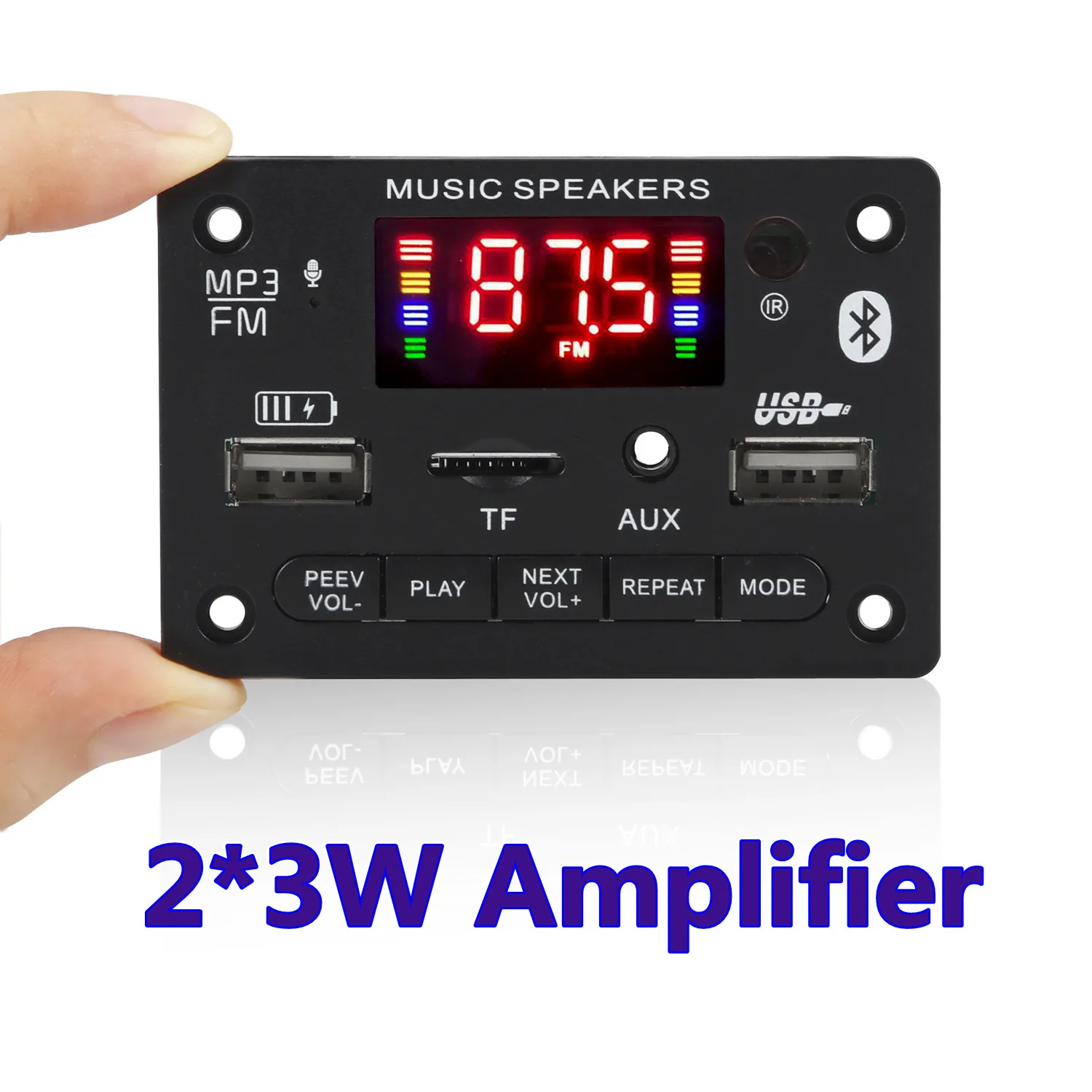 6W Amplifier module 6V 12V Big Color Screen Bluetooth5.0 Car Audio USB TF FM Radio Module For Car Audio Music Speaker
6W Amplifier module 6V 12V Big Color Screen Bluetooth5.0 Car Audio USB TF FM Radio Module For Car Audio Music Speaker