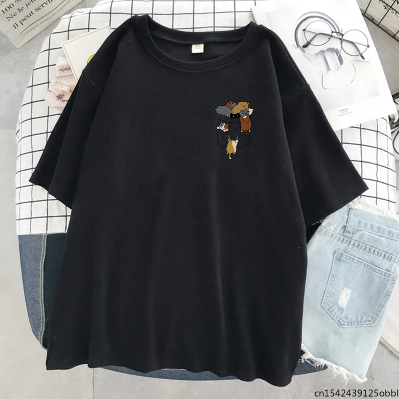 Cats in Pocket Prints Women T-Shirts Fashion Loose Hip Hop Oversized Clothing Simplicity Crewneck Summer
Cats in Pocket Prints Women T-Shirts Fashion Loose Hip Hop Oversized Clothing Simplicity Crewneck Summer