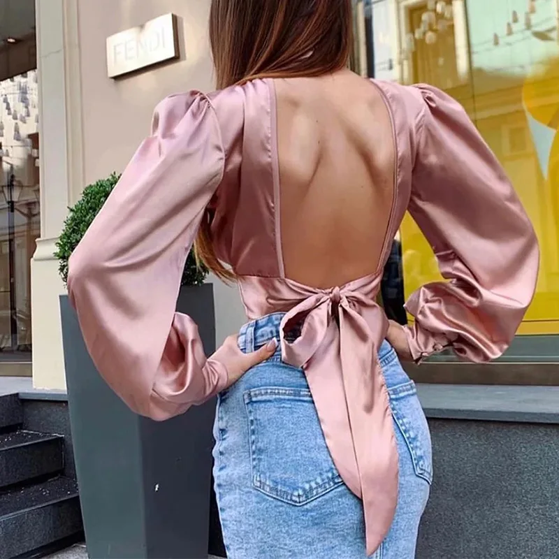 Sexy Hollow Out Women Backless Blouse Turtleneck Long Sleeve Ruffle Pleated Ladies Elegant Shirt Patchwork Tie Bow Cropped Tops
Sexy Hollow Out Women Backless Blouse Turtleneck Long Sleeve Ruffle Pleated Ladies Elegant Shirt Patchwork Tie Bow Cropped Tops