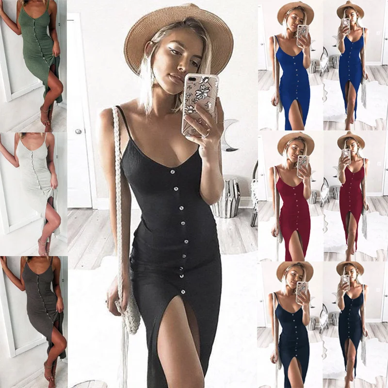 Summer Burst Sexy Halter Belt Ladies Dress before the Button Slit Dress Fashion and Comfortable Breathable
Summer Burst Sexy Halter Belt Ladies Dress before the Button Slit Dress Fashion and Comfortable Breathable