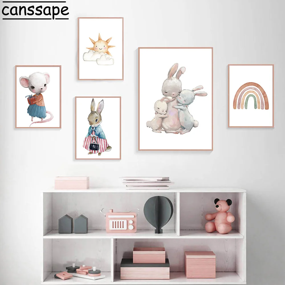 Nursery Wall Art Painting Rabbit Poster Rainbow Canvas Print Sun Clouds Paintings Nordic Wall Pictures Baby Kids Room Decoration
Nursery Wall Art Painting Rabbit Poster Rainbow Canvas Print Sun Clouds Paintings Nordic Wall Pictures Baby Kids Room Decoration