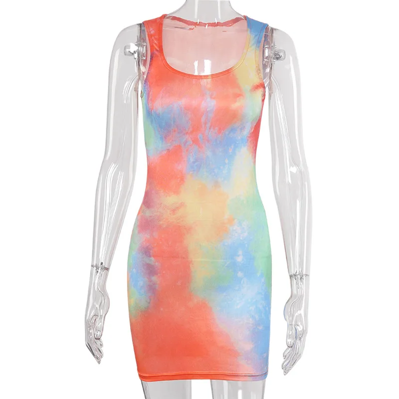 Tie-Dye Dress Summer Feminine Bodycon Party Street Mini Dresses Sleeveless Sling Slim Buttocks Fashion Mujer Clothing 2021 New
Tie-Dye Dress Summer Feminine Bodycon Party Street Mini Dresses Sleeveless Sling Slim Buttocks Fashion Mujer Clothing 2021 New