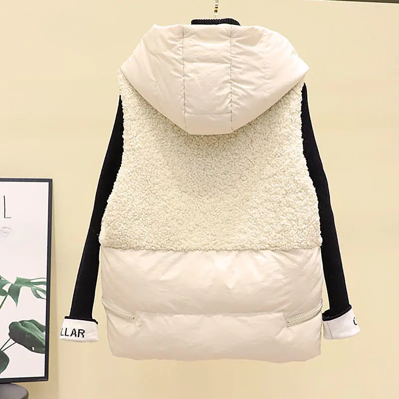 Autumn Winter New Women Hooded Paragraph Imitation Lamb Wool Stitching Cotton Vest Loose Pocket Waistcoat Waistcoat Wear Y125
Autumn Winter New Women Hooded Paragraph Imitation Lamb Wool Stitching Cotton Vest Loose Pocket Waistcoat Waistcoat Wear Y125