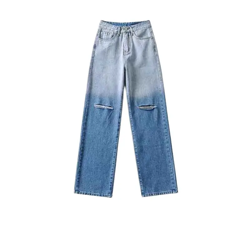 2021 Summer New Women's Style Jeans with Holes In High Waist and Straight Tube Slim Gradient Wide Leg Pants DLZK214
2021 Summer New Women's Style Jeans with Holes In High Waist and Straight Tube Slim Gradient Wide Leg Pants DLZK214