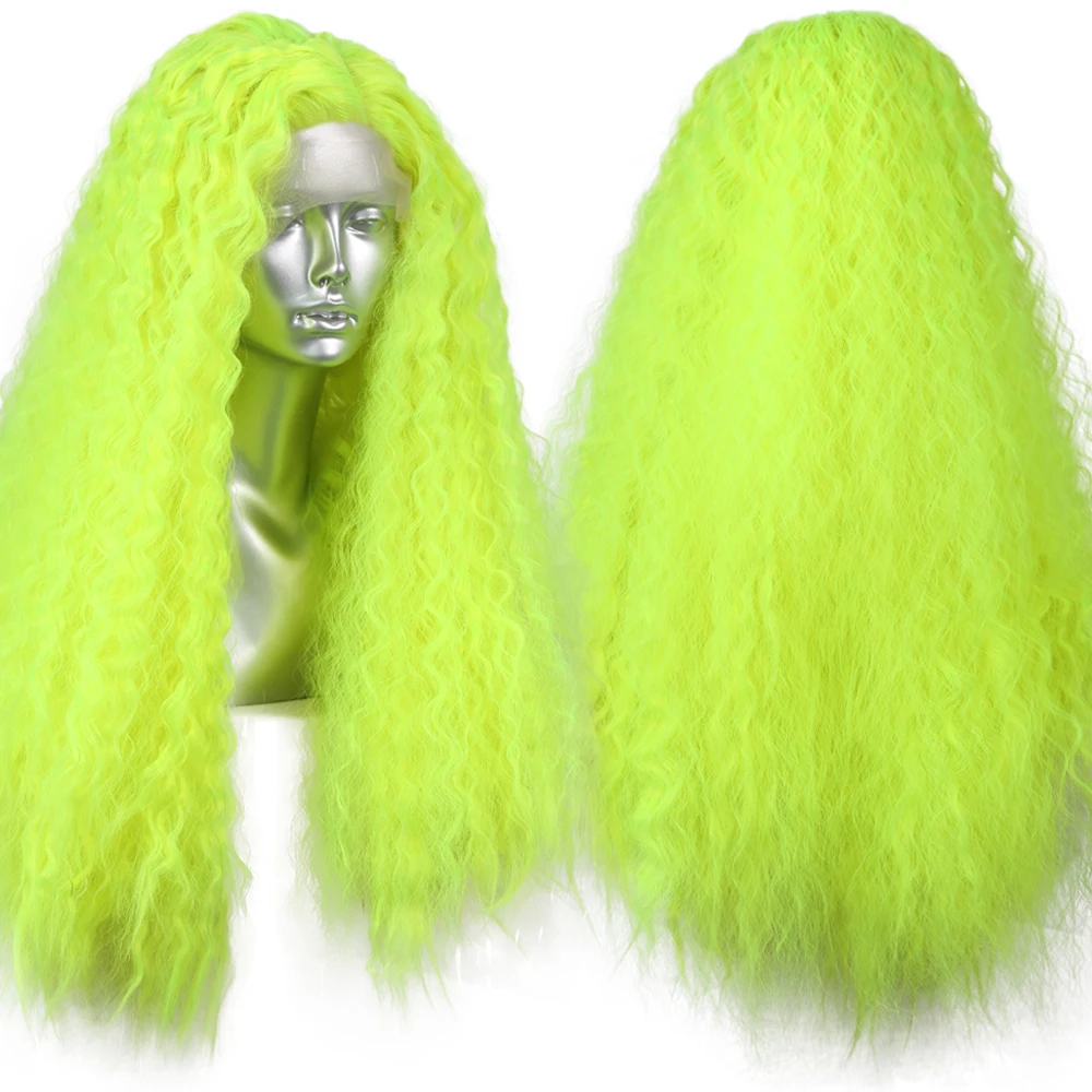 FANXITON 13x6 Synthetic Lace Front Wig Kinky Curly Fluorescent Green Glueless Lace Wigs High Temperature Fiber 
FANXITON 13x6 Synthetic Lace Front Wig Kinky Curly Fluorescent Green Glueless Lace Wigs High Temperature Fiber