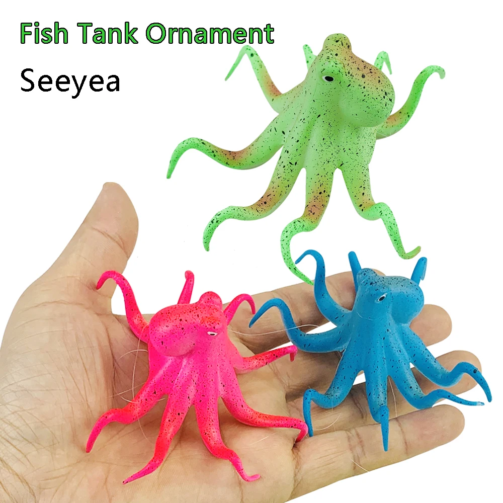 

Octopus Ornament Fluorescent Artificial Octopus Aquarium Ornament With Suction Cup Fish Tank Decoration Aquario Accessories