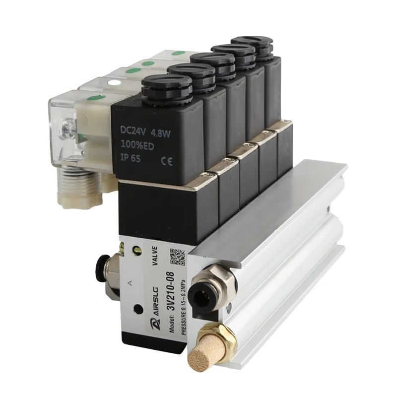 3V210-08 Electromagnetic 2 ~ 20 Row Solenoid Valve Block With Muffler Fitting Base Manifold DC 12V 24V AC 110V 220V 380V 3 port
3V210-08 Electromagnetic 2 ~ 20 Row Solenoid Valve Block With Muffler Fitting Base Manifold DC 12V 24V AC 110V 220V 380V 3 port