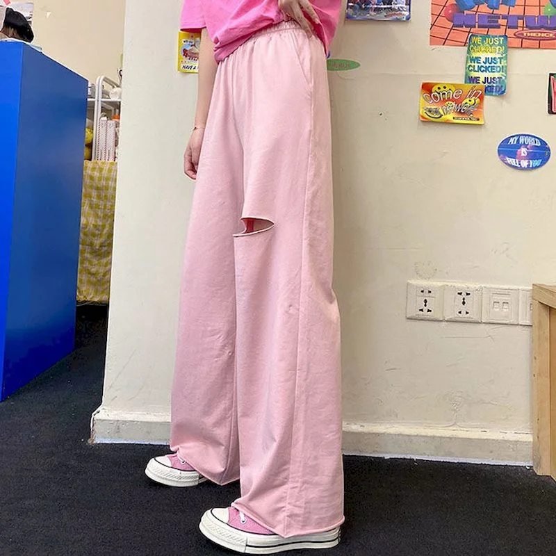 Thin Jogger High Waist Hole Pants Women Sweatpants Korean Style Plus Size 2021 Wide Leg Loose Sweat Pants Ankle-length
Thin Jogger High Waist Hole Pants Women Sweatpants Korean Style Plus Size 2021 Wide Leg Loose Sweat Pants Ankle-length