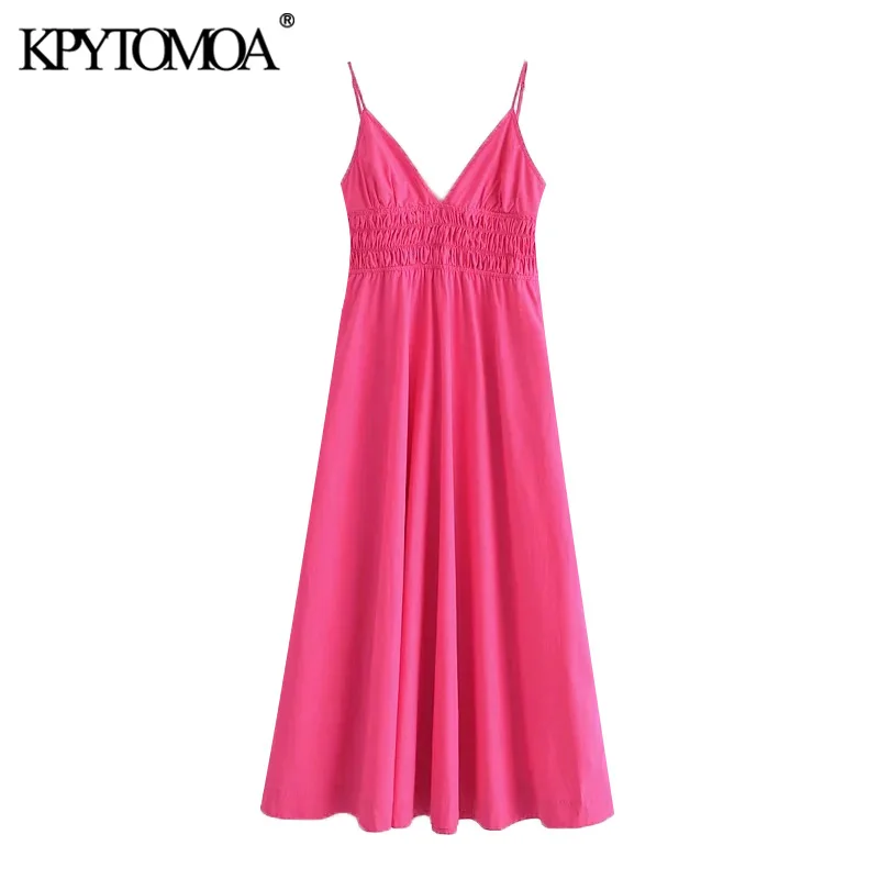 KPYTOMOA Women Chic Fashion Smocked Detail Poplin Midi Dress Vintage Backless Adjustable Thin Straps Female Dresses Mujer
KPYTOMOA Women Chic Fashion Smocked Detail Poplin Midi Dress Vintage Backless Adjustable Thin Straps Female Dresses Mujer