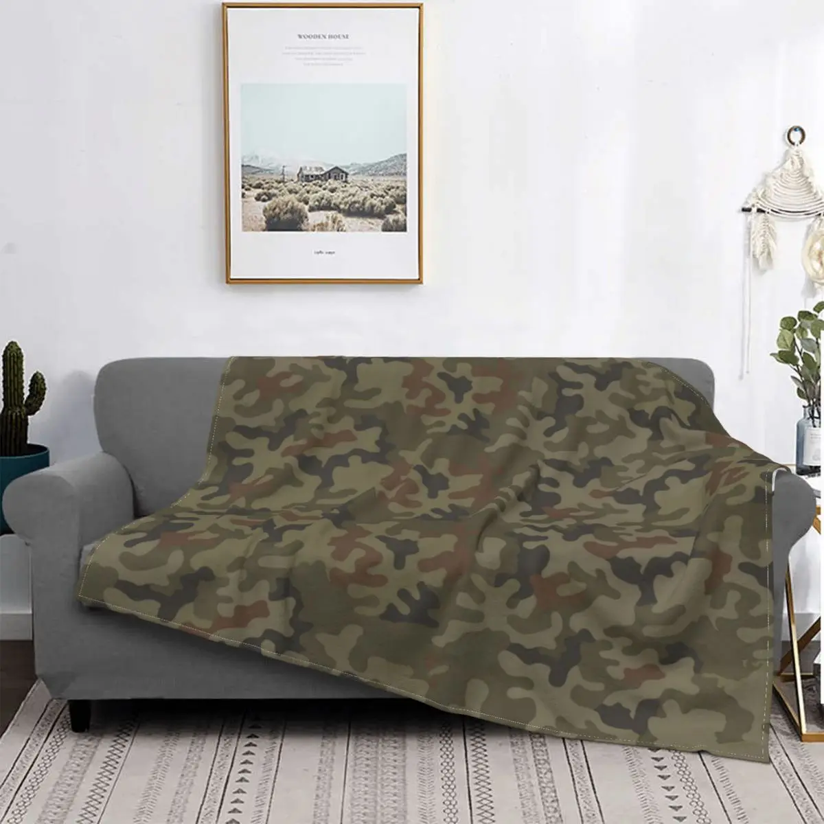 

Polish Camouflage Grom Camo Blanket Fleece Printed Armed Army Multifunction Super Soft Throw Blanket for Home Couch Bedspreads